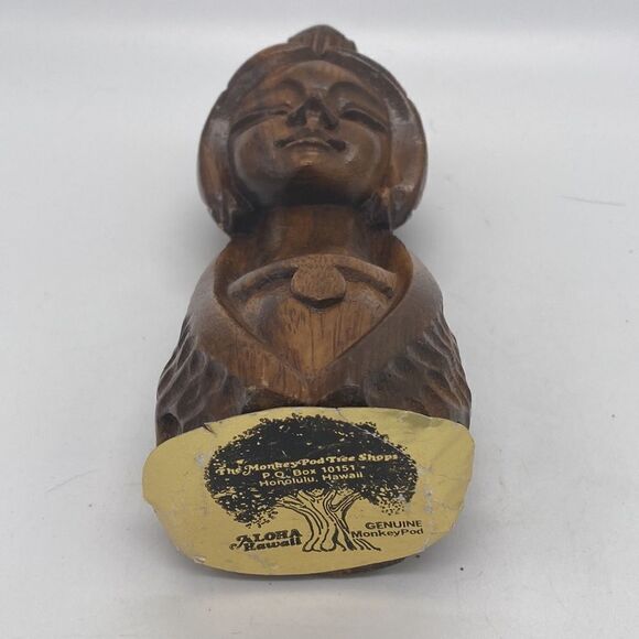 Monkeypod Vintage Hawaiian Hand Carved Lady Figurine - Picture 7 of 8